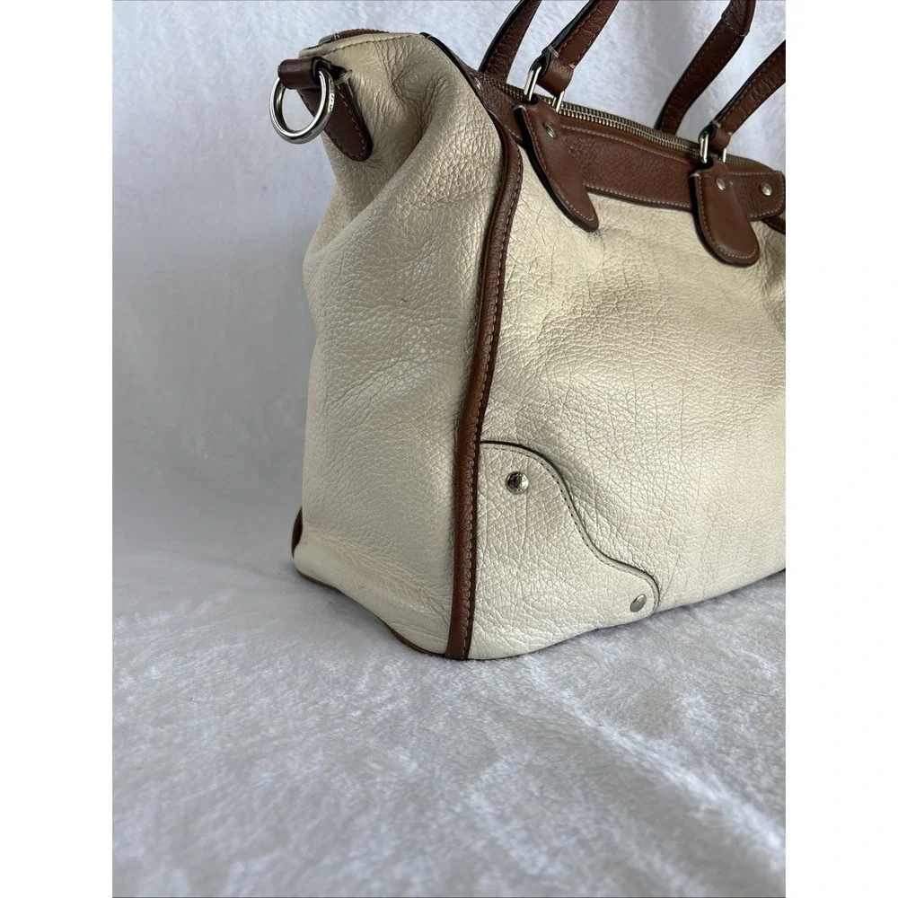 COACH Spectator Satchel Bag Cream Brown Leather Crossbody Top Handle F37679